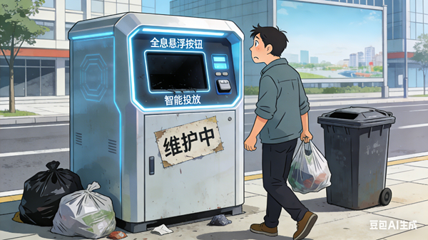 讽刺漫画:智能垃圾桶的尴尬_副本.png