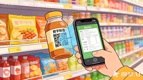 jimeng-2026-05-29-9735-请参考此图生成一张食品数字标签的漫画图片_副本.png